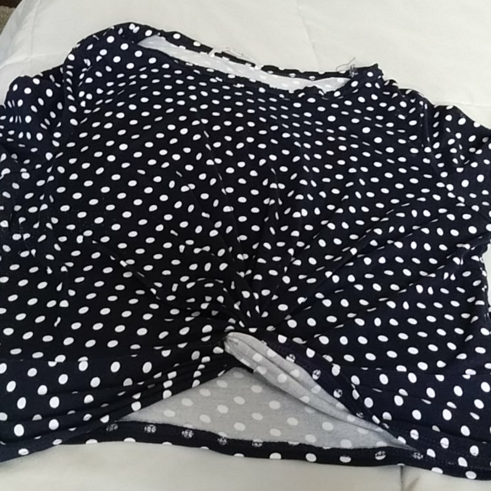 Polka dot half shirt blue and white